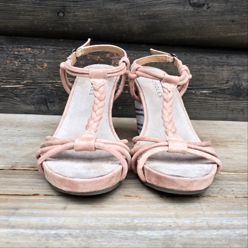 AEROSOLES Port Chester Coastal Boho Nautical Inspired Platform Wedge Sandal 9M